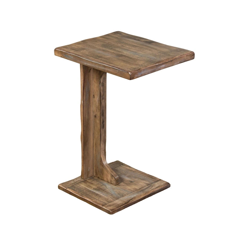 Table d'appoint en acajou marron en forme de C, 1 personne, 38 × 32 × 61 cm