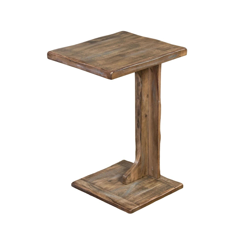 Table d'appoint en acajou marron en forme de C, 1 personne, 38 × 32 × 61 cm
