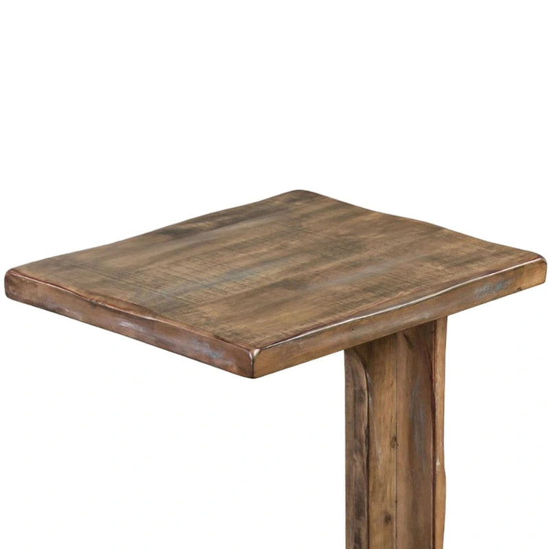 Table d'appoint en acajou marron en forme de C, 1 personne, 38 × 32 × 61 cm
