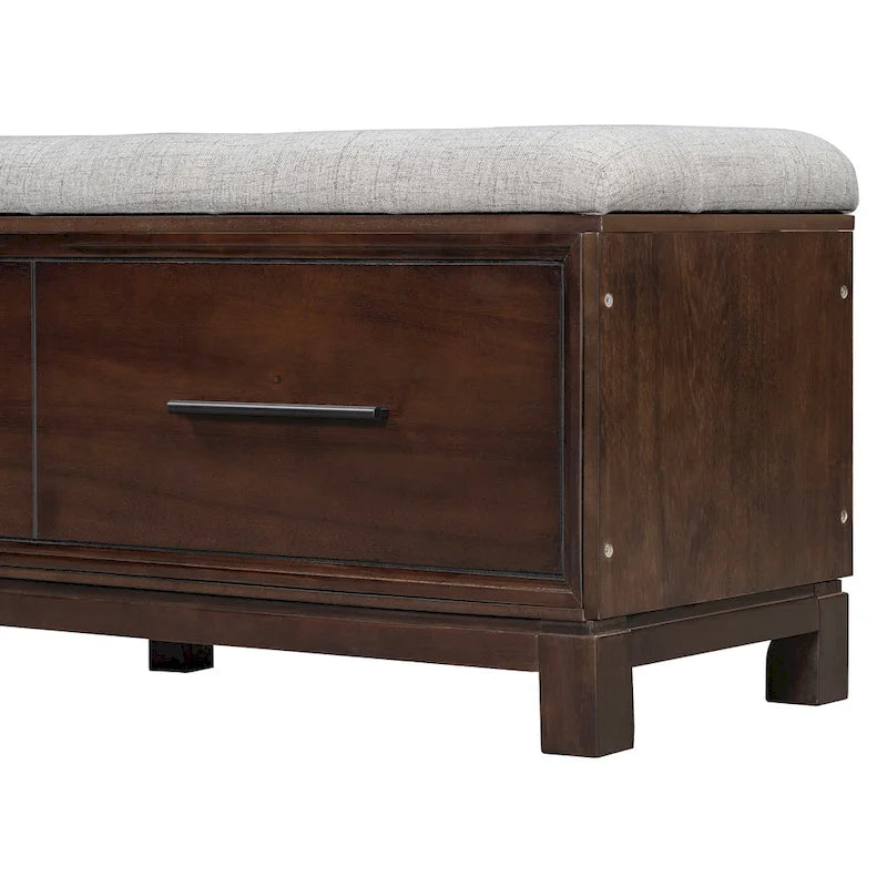 Banc de rangement – Naturel/Blanc/Marine/Espresso – avec coussin amovible et rangement dissimulé – Simple