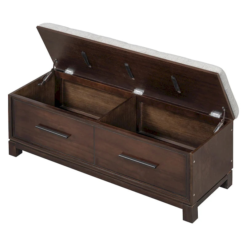 Banc de rangement – Naturel/Blanc/Marine/Espresso – avec coussin amovible et rangement dissimulé – Simple