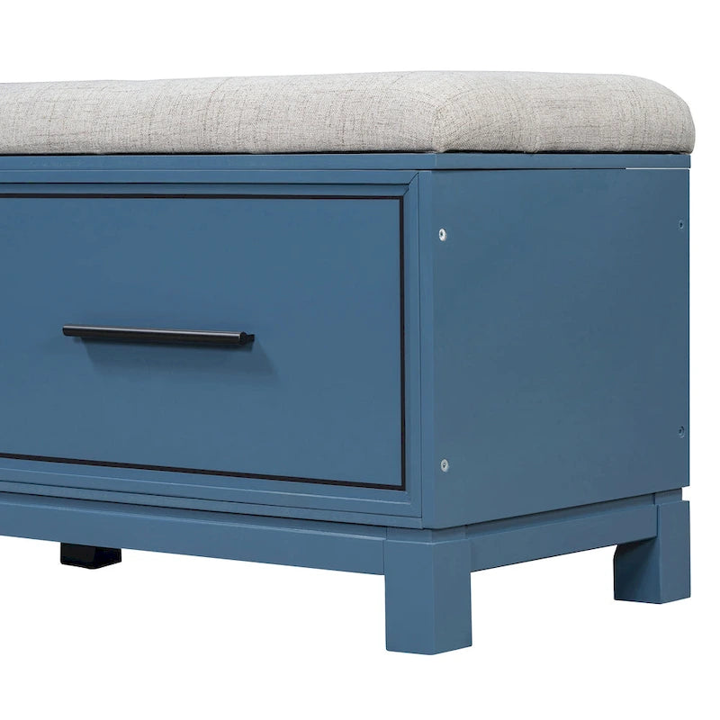 Banc de rangement – Naturel/Blanc/Marine/Espresso – avec coussin amovible et rangement dissimulé – Simple