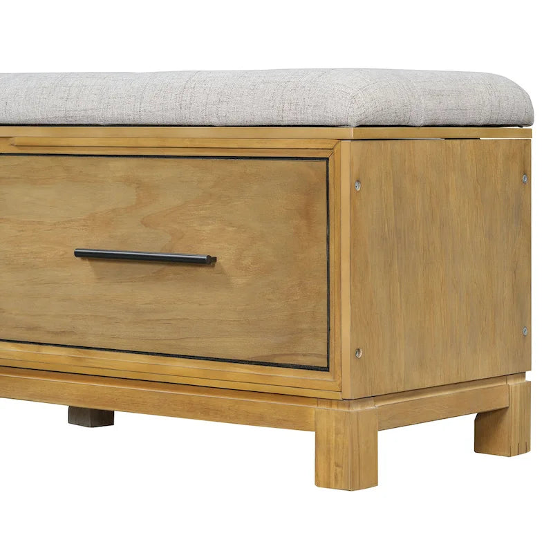 Banc de rangement – Naturel/Blanc/Marine/Espresso – avec coussin amovible et rangement dissimulé – Simple
