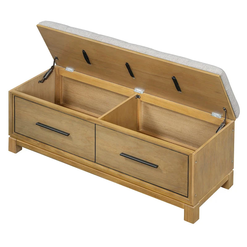 Banc de rangement – Naturel/Blanc/Marine/Espresso – avec coussin amovible et rangement dissimulé – Simple