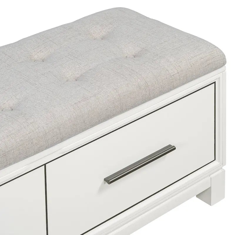 Banc de rangement – Naturel/Blanc/Marine/Espresso – avec coussin amovible et rangement dissimulé – Simple