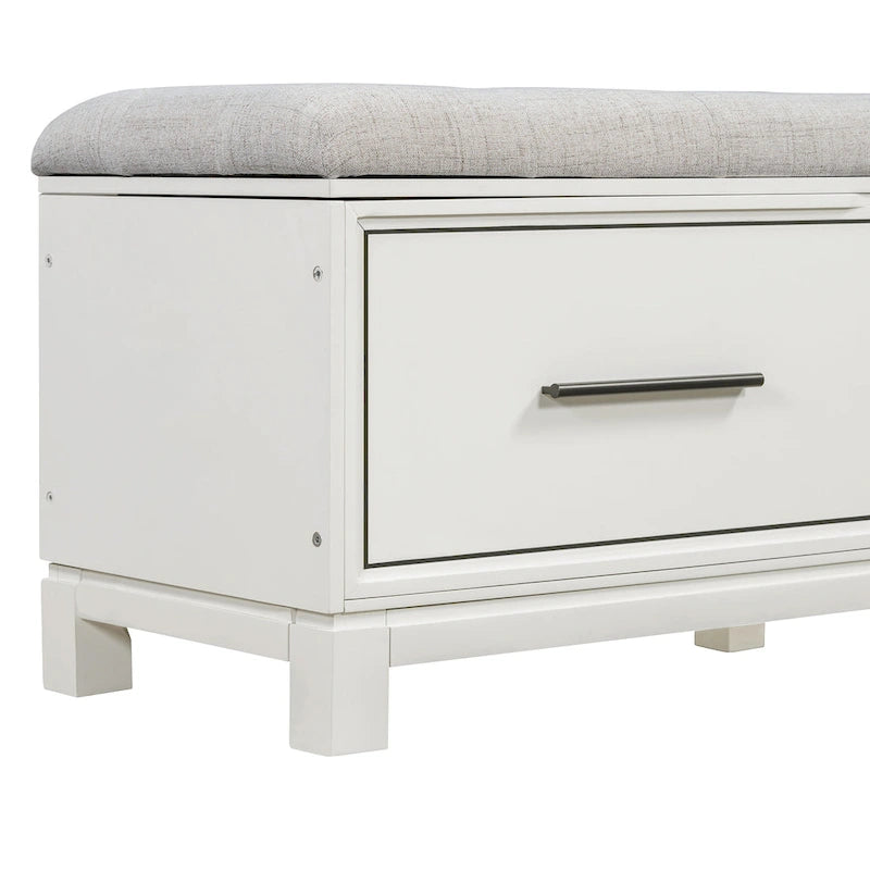 Banc de rangement – Naturel/Blanc/Marine/Espresso – avec coussin amovible et rangement dissimulé – Simple