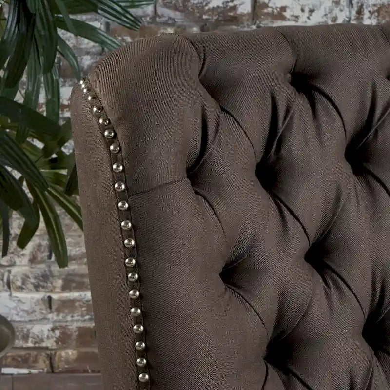 Fauteuil inclinable en tissu capitonné – Café / Charbon foncé / Bleu sarcelle foncé / Gris clair – Simple