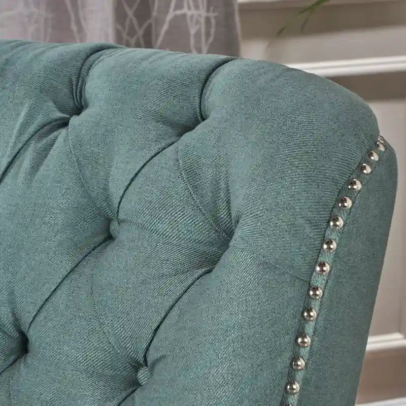 Fauteuil inclinable en tissu capitonné – Café / Charbon foncé / Bleu sarcelle foncé / Gris clair – Simple