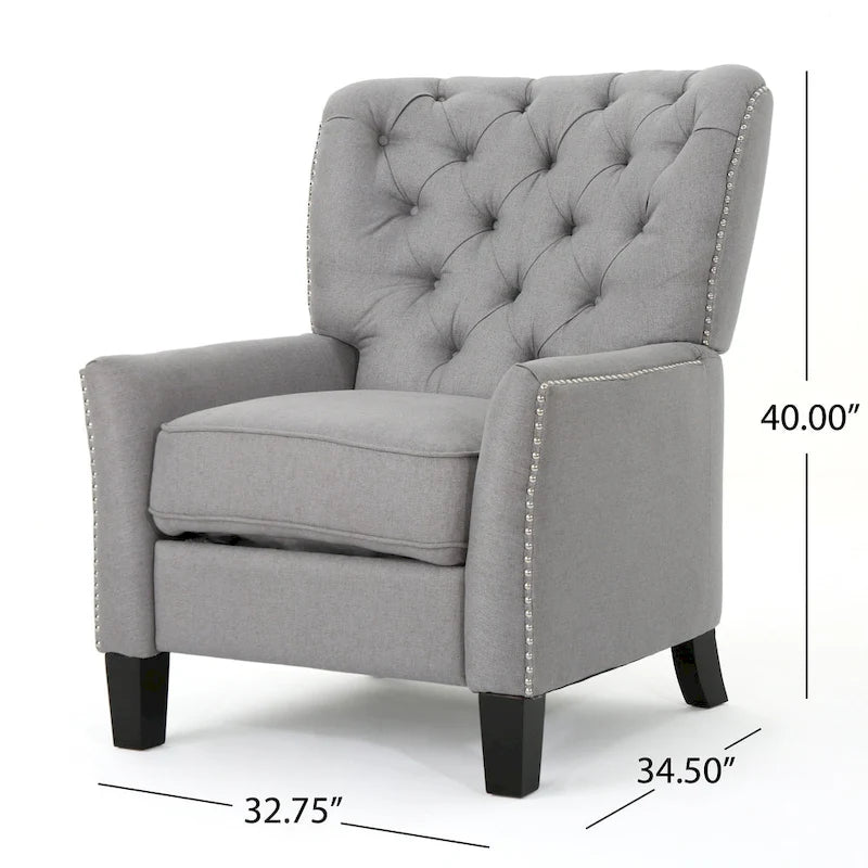 Fauteuil inclinable en tissu capitonné – Café / Charbon foncé / Bleu sarcelle foncé / Gris clair – Simple