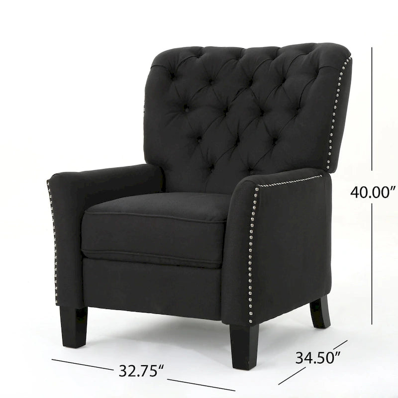 Fauteuil inclinable en tissu capitonné – Café / Charbon foncé / Bleu sarcelle foncé / Gris clair – Simple