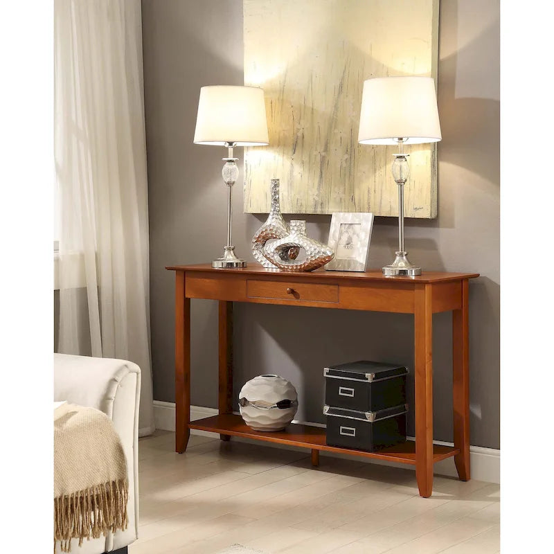 Noir / Espresso / Cerisier / Gris / Bois flotté / Blanc – Console 1 tiroir avec étagère inférieure – Simple