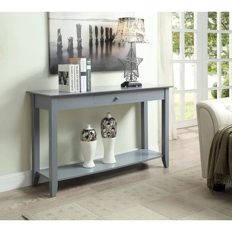 Noir / Espresso / Cerisier / Gris / Bois flotté / Blanc – Console 1 tiroir avec étagère inférieure – Simple