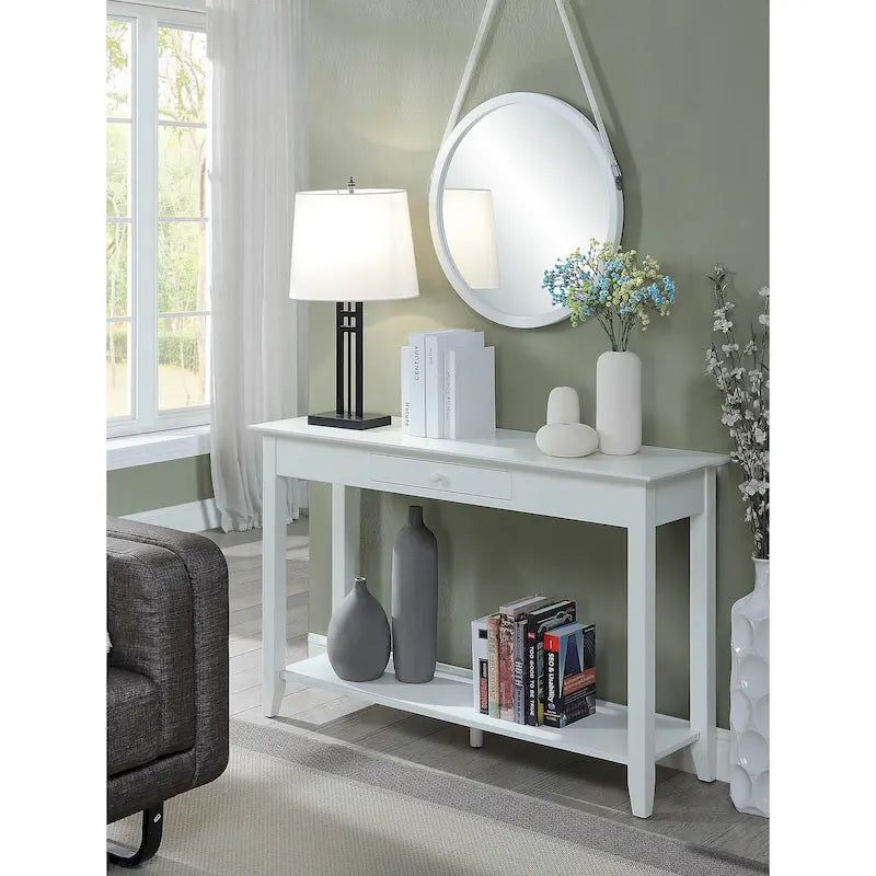 Noir / Espresso / Cerisier / Gris / Bois flotté / Blanc – Console 1 tiroir avec étagère inférieure – Simple