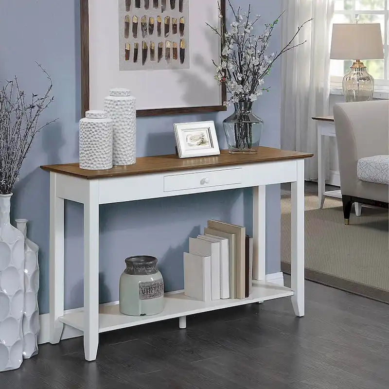 Noir / Espresso / Cerisier / Gris / Bois flotté / Blanc – Console 1 tiroir avec étagère inférieure – Simple