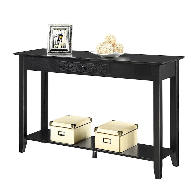 Noir / Espresso / Cerisier / Gris / Bois flotté / Blanc – Console 1 tiroir avec étagère inférieure – Simple