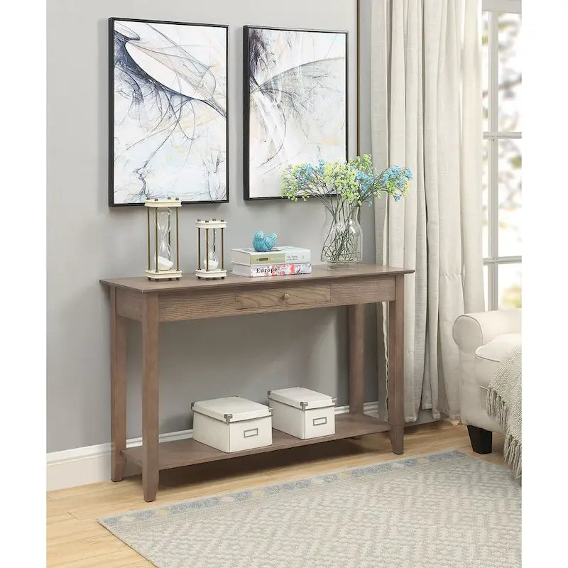 Noir / Espresso / Cerisier / Gris / Bois flotté / Blanc – Console 1 tiroir avec étagère inférieure – Simple
