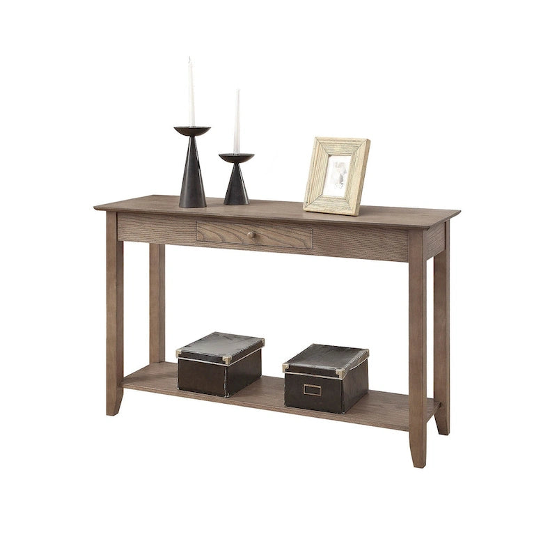 Noir / Espresso / Cerisier / Gris / Bois flotté / Blanc – Console 1 tiroir avec étagère inférieure – Simple