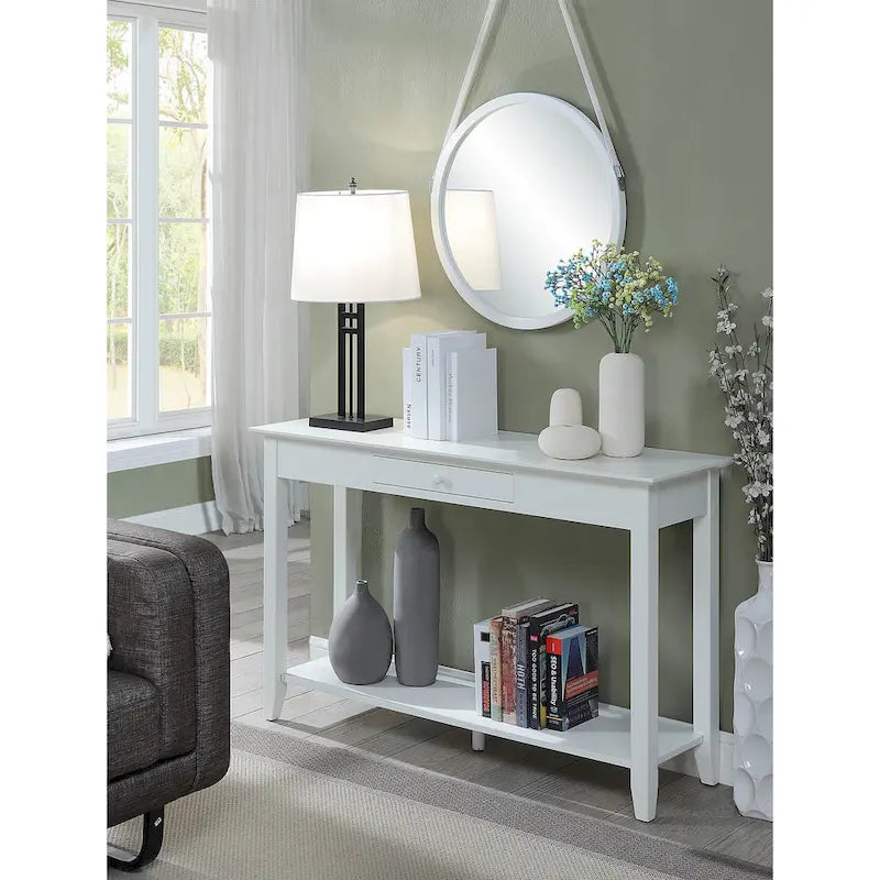 Noir / Espresso / Cerisier / Gris / Bois flotté / Blanc – Console 1 tiroir avec étagère inférieure – Simple