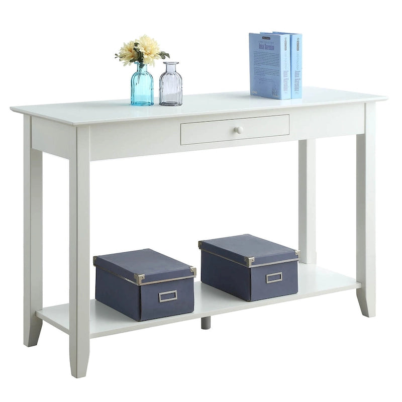 Noir / Espresso / Cerisier / Gris / Bois flotté / Blanc – Console 1 tiroir avec étagère inférieure – Simple