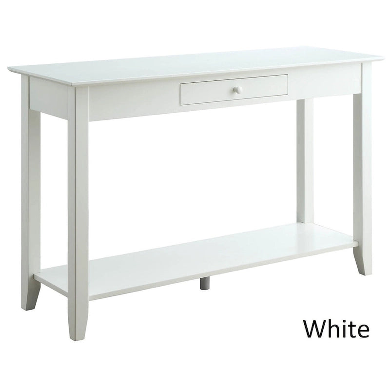 Noir / Espresso / Cerisier / Gris / Bois flotté / Blanc – Console 1 tiroir avec étagère inférieure – Simple