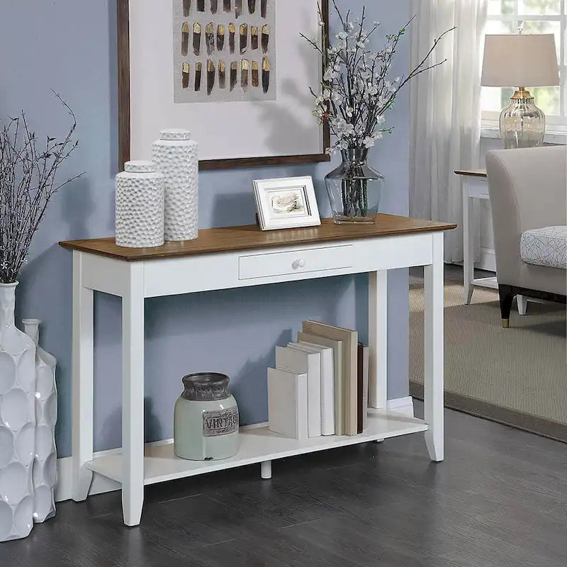 Noir / Espresso / Cerisier / Gris / Bois flotté / Blanc – Console 1 tiroir avec étagère inférieure – Simple