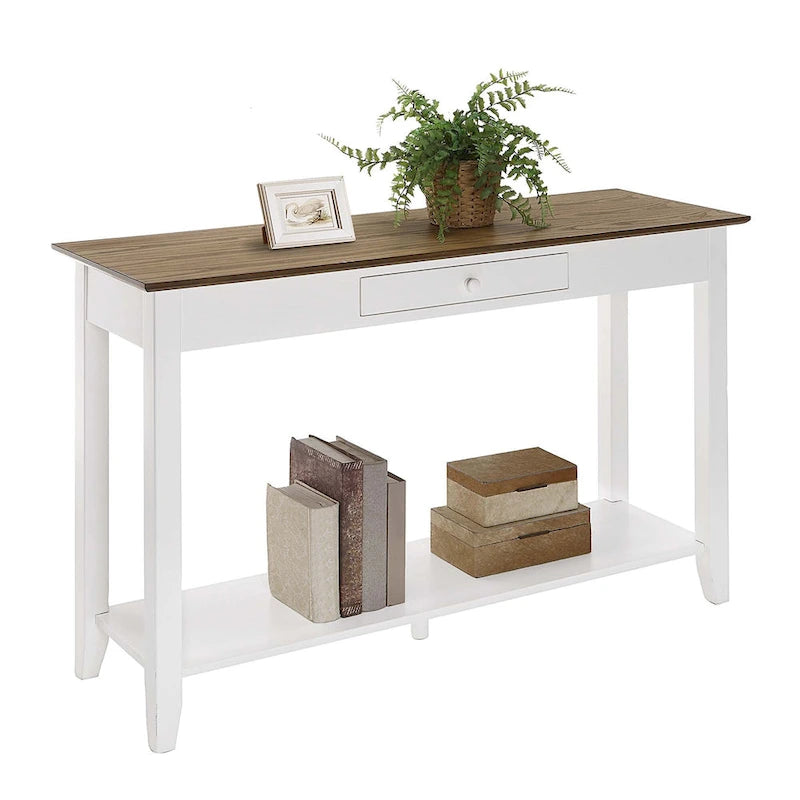 Noir / Espresso / Cerisier / Gris / Bois flotté / Blanc – Console 1 tiroir avec étagère inférieure – Simple