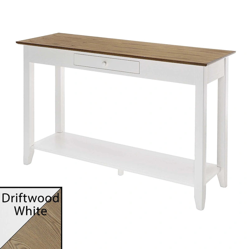 Noir / Espresso / Cerisier / Gris / Bois flotté / Blanc – Console 1 tiroir avec étagère inférieure – Simple