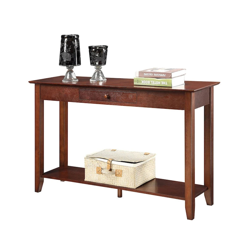 Noir / Espresso / Cerisier / Gris / Bois flotté / Blanc – Console 1 tiroir avec étagère inférieure – Simple