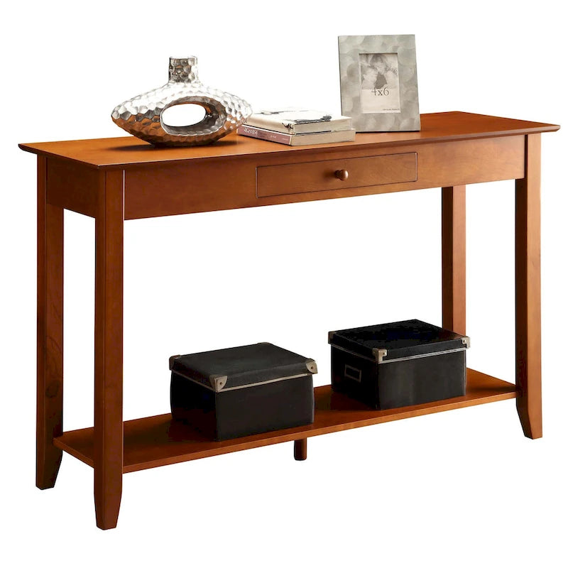 Noir / Espresso / Cerisier / Gris / Bois flotté / Blanc – Console 1 tiroir avec étagère inférieure – Simple