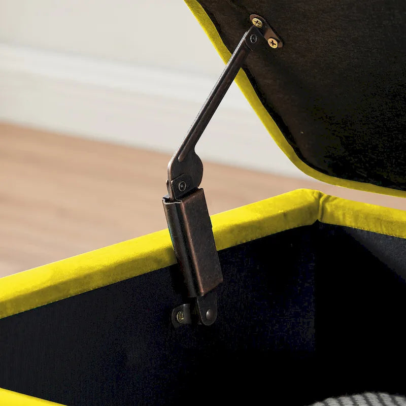 Banc de rangement en velours jaune / vert / gris foncé / blanc / noir / camel – 1 place