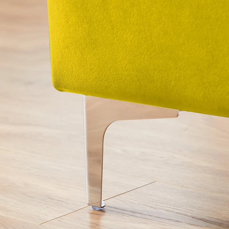 Banc de rangement en velours jaune / vert / gris foncé / blanc / noir / camel – 1 place