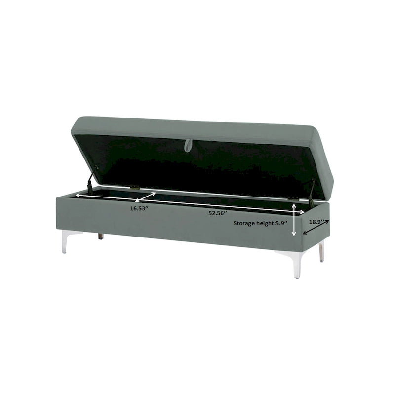 Banc de rangement en velours jaune / vert / gris foncé / blanc / noir / camel – 1 place