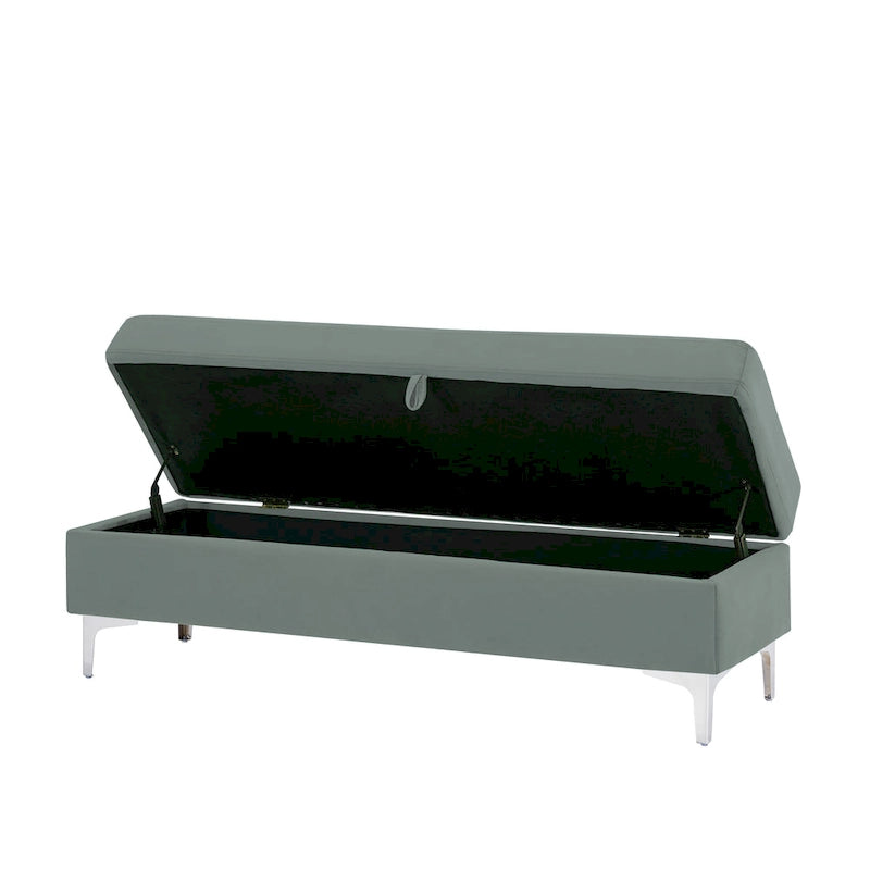 Banc de rangement en velours jaune / vert / gris foncé / blanc / noir / camel – 1 place