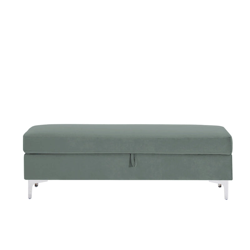 Banc de rangement en velours jaune / vert / gris foncé / blanc / noir / camel – 1 place