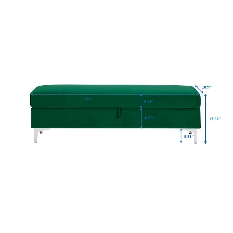 Banc de rangement en velours jaune / vert / gris foncé / blanc / noir / camel – 1 place