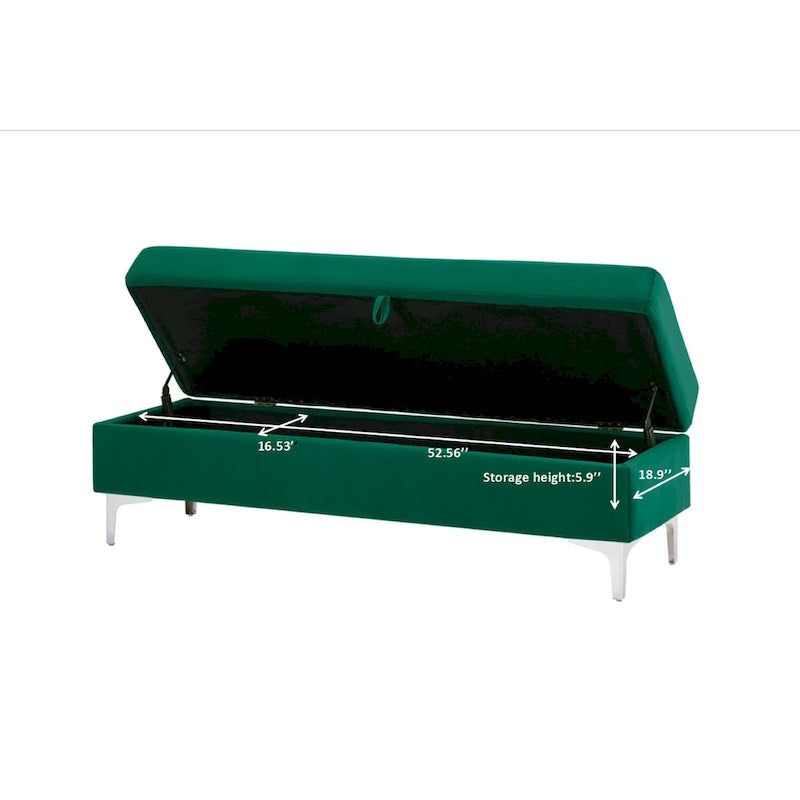 Banc de rangement en velours jaune / vert / gris foncé / blanc / noir / camel – 1 place