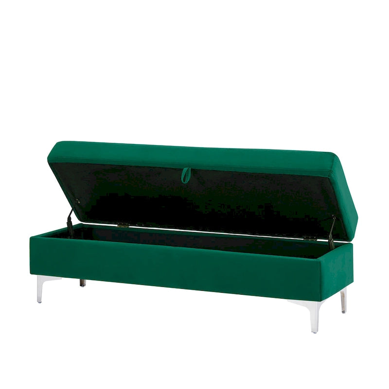 Banc de rangement en velours jaune / vert / gris foncé / blanc / noir / camel – 1 place