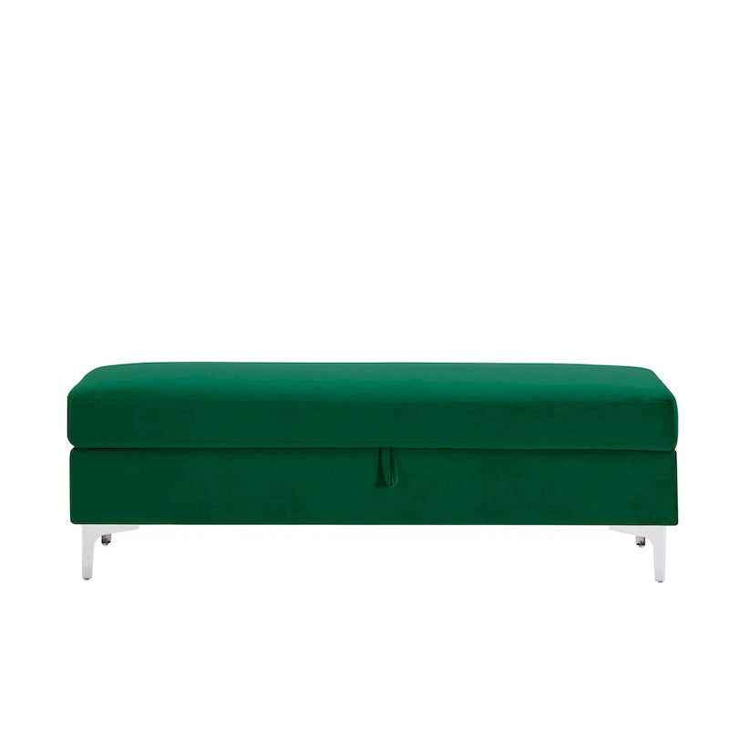 Banc de rangement en velours jaune / vert / gris foncé / blanc / noir / camel – 1 place