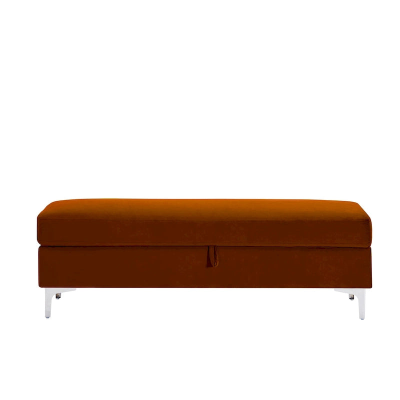 Banc de rangement en velours jaune / vert / gris foncé / blanc / noir / camel – 1 place