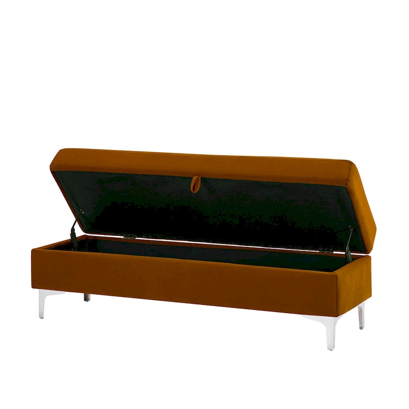 Banc de rangement en velours jaune / vert / gris foncé / blanc / noir / camel – 1 place