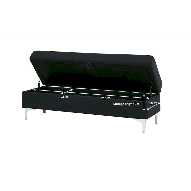 Banc de rangement en velours jaune / vert / gris foncé / blanc / noir / camel – 1 place