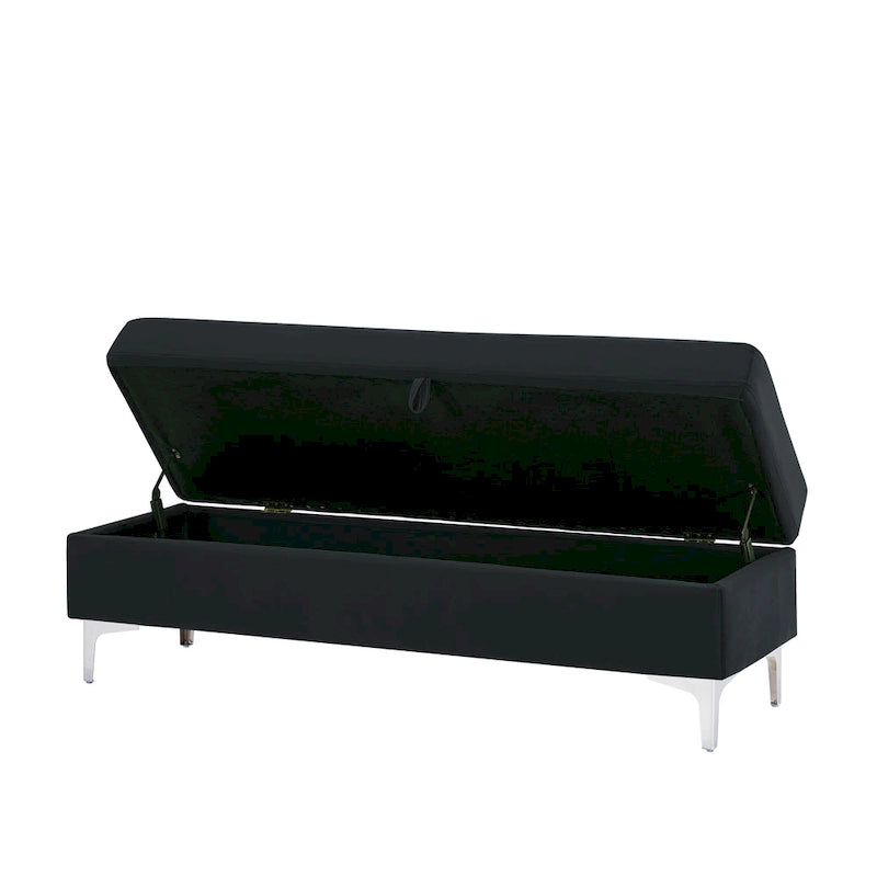 Banc de rangement en velours jaune / vert / gris foncé / blanc / noir / camel – 1 place