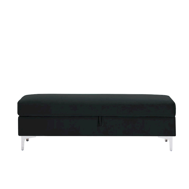 Banc de rangement en velours jaune / vert / gris foncé / blanc / noir / camel – 1 place