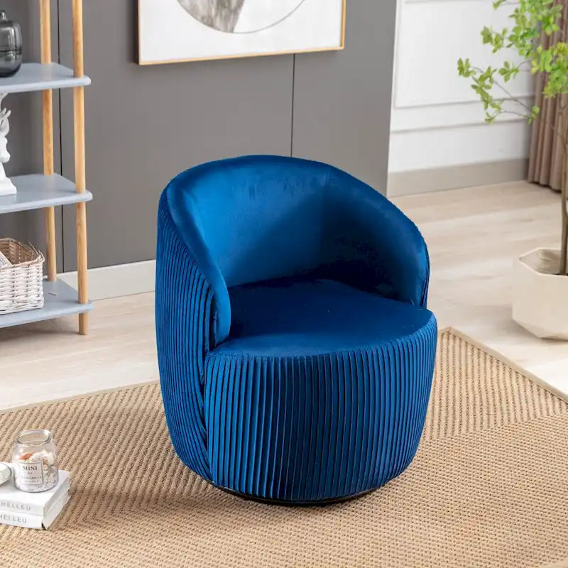 Fauteuil pivotant à 360° en chenille et velours vert / bleu / gris / blanc / noir / orange / jaune – Pièce unique