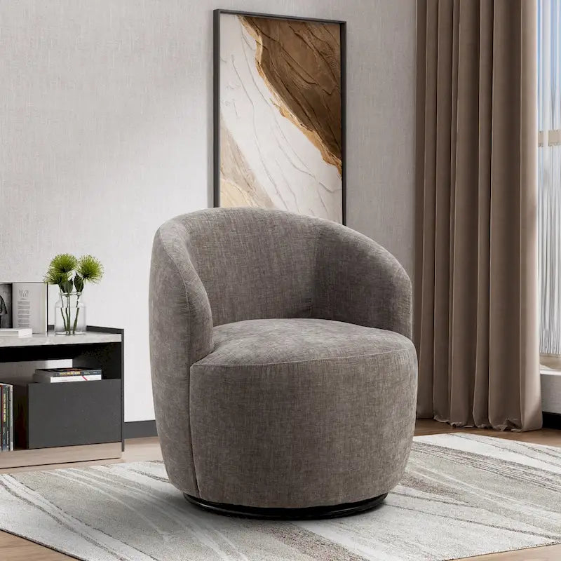 Fauteuil pivotant à 360° en chenille et velours vert / bleu / gris / blanc / noir / orange / jaune – Pièce unique