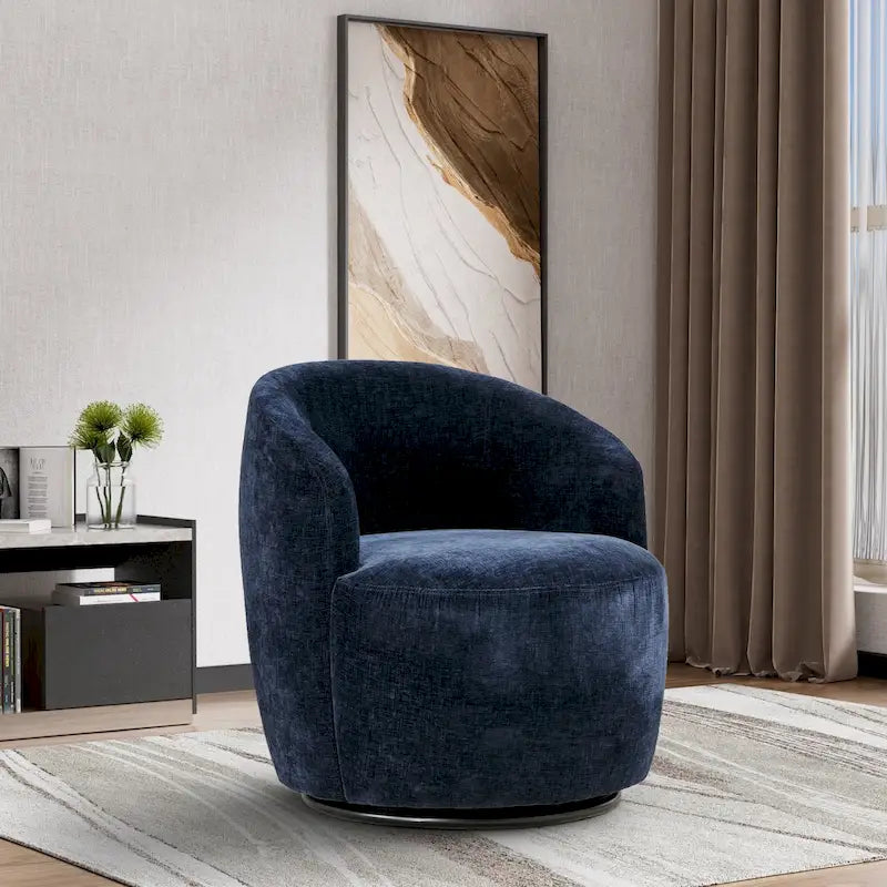 Fauteuil pivotant à 360° en chenille et velours vert / bleu / gris / blanc / noir / orange / jaune – Pièce unique
