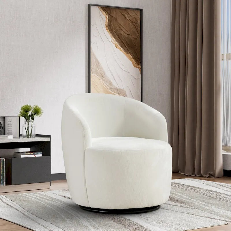 Fauteuil pivotant à 360° en chenille et velours vert / bleu / gris / blanc / noir / orange / jaune – Pièce unique