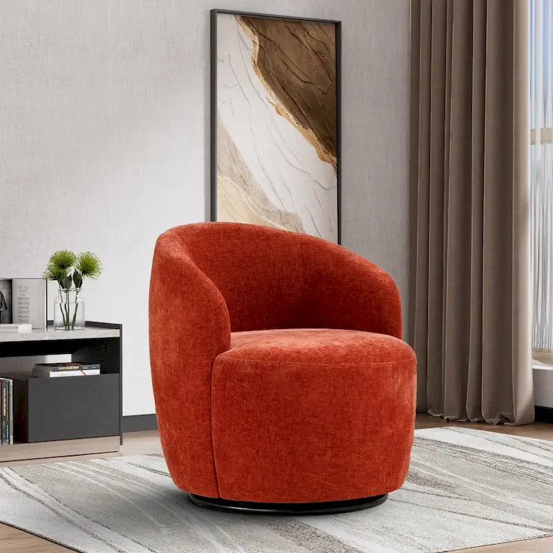 Fauteuil pivotant à 360° en chenille et velours vert / bleu / gris / blanc / noir / orange / jaune – Pièce unique