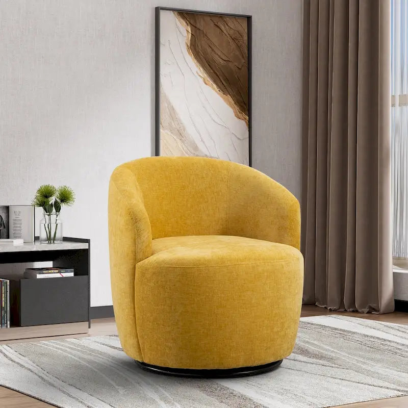 Fauteuil pivotant à 360° en chenille et velours vert / bleu / gris / blanc / noir / orange / jaune – Pièce unique