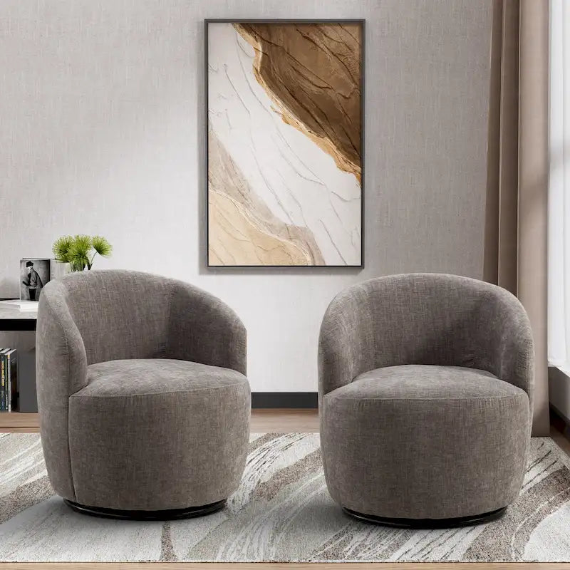 Fauteuil pivotant à 360° en chenille et velours vert / bleu / gris / blanc / noir / orange / jaune – Pièce unique